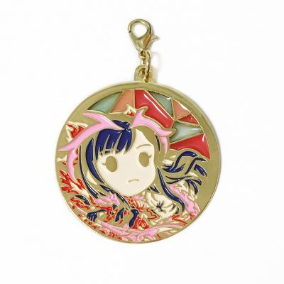 China Metal Manufacturer High Quality Zinc Alloy Pendant Round Cute Anime Metal Key Chain for sale