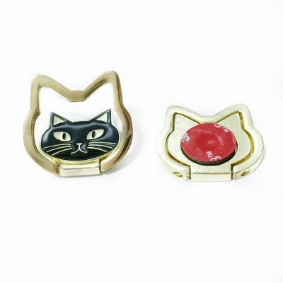 China Factory Direct Selling Adjustable Material Zinc Alloy Cartoon Cat Mobile Phone Ring Craft Baking Varnish for sale