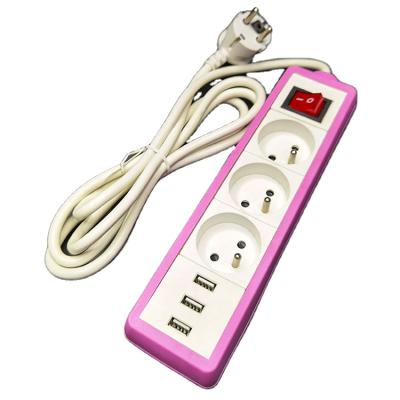 China Security China Manufacturers Wholesale Non-melting European Style Socket With 2 Meter Panel Extension Socket With USB Port French for sale