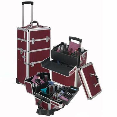 China HX-L008P aluminum, travel cosmetic bag, professional trolley case and bag, cosmetic box, train case for sale