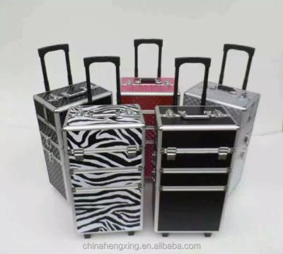 China Fashoion 7 in 1Professional cosmetic trolley case with trays and lock for sale