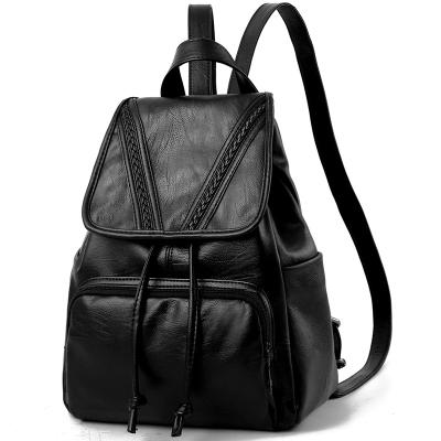 China 2021 hot sale fashion pu leather black unisex backpack waterproof for sale