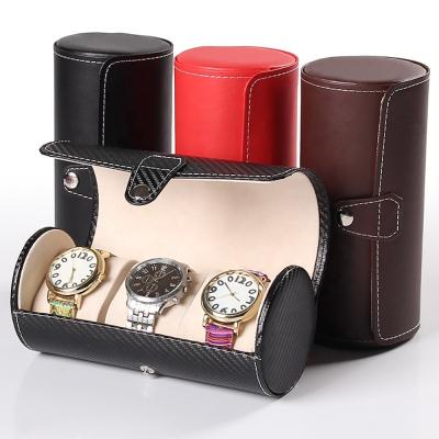 China Multifunctional Leather Watch Case 3 Slot Travel Watch Box PU Case Organizer Watch Case for sale