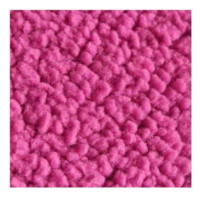 China Breathable Customizable Pink Knit Dyed One Side Super Soft Solid Warm Sherpa Fleece Fabric For Winter Garment for sale