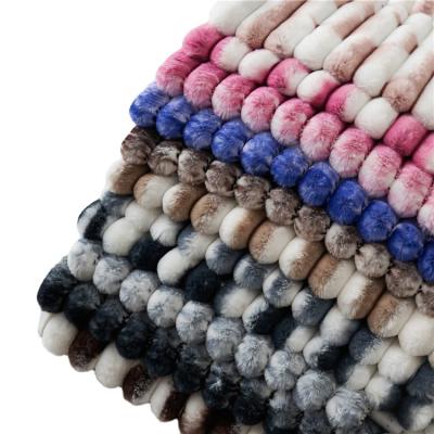 China OEM Quality Breathable Rabbit Fur Striped Printed Flannel Fabric Pillow Sofa Toy Sweater Fabric for sale