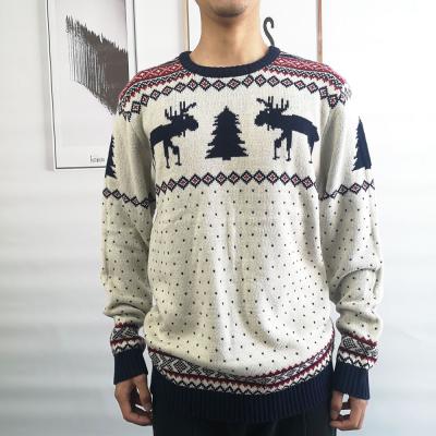 China Warm Odm Christmas OEM Christmas Sweater Mens Long Sleeve Breathable Cotton Crewneck Reindeer Knit Sweater Custom for sale