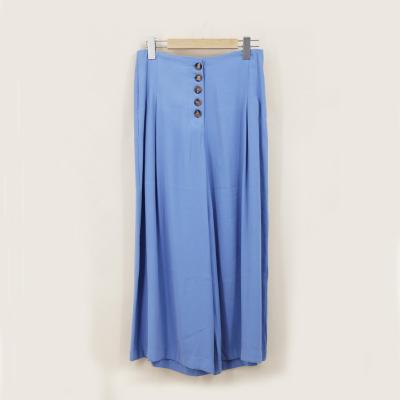 China Spring Washed Chiffon Loose Button Fly Women Leg Ladies Wide Leg Pants Trousers for sale