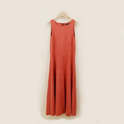 China Summer Suede Fabric Women Elegant Sleeveless Elegant Office Woman A-Line Dress With Back Zipper for sale