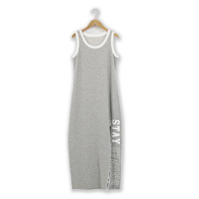 China Washable Women Lady Sleeveless Gray Tank Top Long Summer Letter Print Bodycon Dress for sale