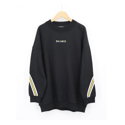 China Custom Letter Printing Womens Crewneck Streetwear Anti-wrinkle OEM Cotton Pullover Unisex Black Sweatshirt for sale