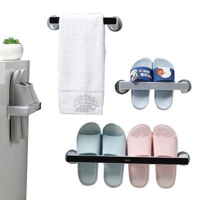 China Viable Wall Mounted Glass Door Bathroom Accessories Free Hole Towels And Shoes Rack Bathroom Storage Rack for sale