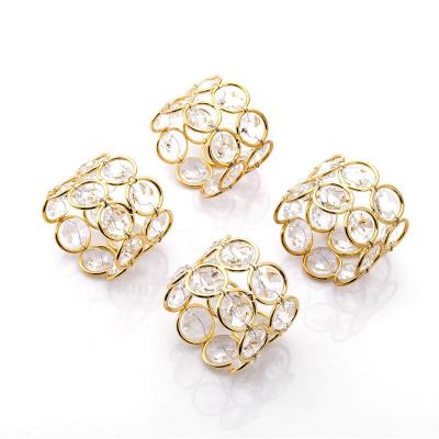 China Viable Crystal Wedding Napkin Gold Metal Round Accessories Lightweight Napkin Rings for sale