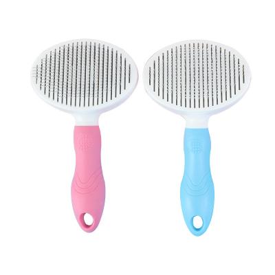 China Clean Tools Pet Hair Removal Comb Push-Flat Automatic Round Head Comb Dog Pet Clean Up Products Beauty Pet Cleaning Brushes for sale