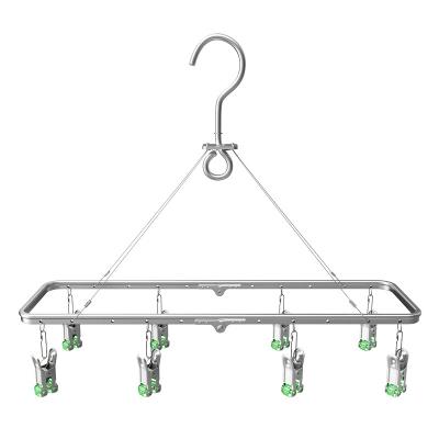 China Multifunctional Portable Vintage Stainless Steel Hanger Folded Drying Rack Drying Clothes For Clothes Hanging Towels Bangs Shorts for sale