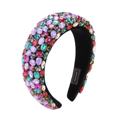 China Wholesale Handmade Designer Rhinestone Velvet Padded Luxury Princess Headband Fashion Design Headbands Women Party Holiday Headband for sale