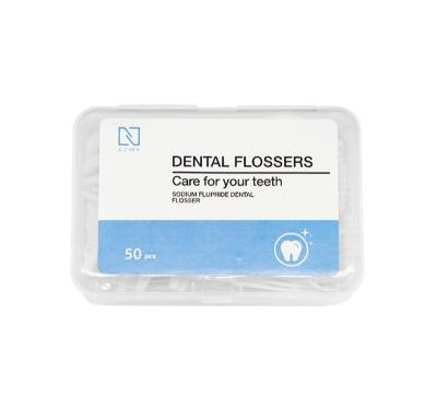 China Hot Sale 50pcs Natural Floss Floss Toothpicks Eco-friendly Custom White Box Eco-Friendly for sale