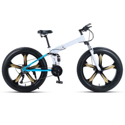 China Steel Shock Absorb Steel Frame Folding Bicycle 26 Inch 30 Speed ​​Disc Brake Suspension Snow Bike High Carbon Bike for sale