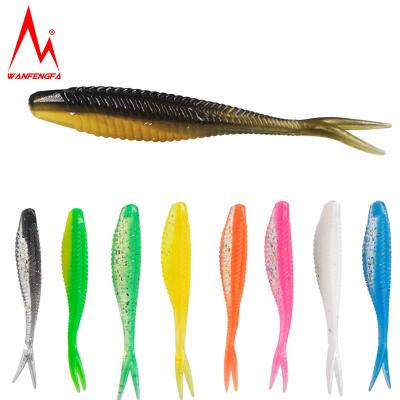 China Vivid Fish Tail Bait Lure Fishing Swimming Action Bifurcated Soft Plastic Worm Lure Plastic Lure for sale