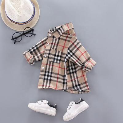 China New children's plaid children's tops anti-shrink classic retro style long-sleeved shirt jacket boy's classic gothic tops for sale