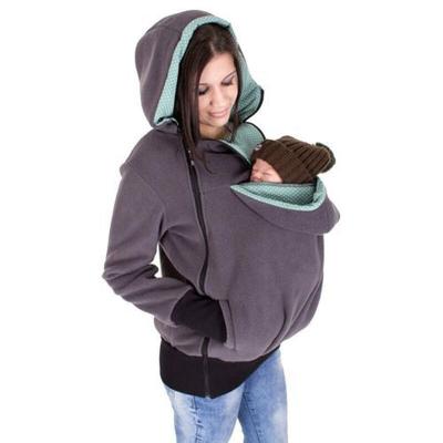 China Viable Women's Fleece Zipper Up Maternity Baby Carrier Hoodie Sweatshirt Care Kangaroo Jacket Pullover Maternity Tracksuit for sale