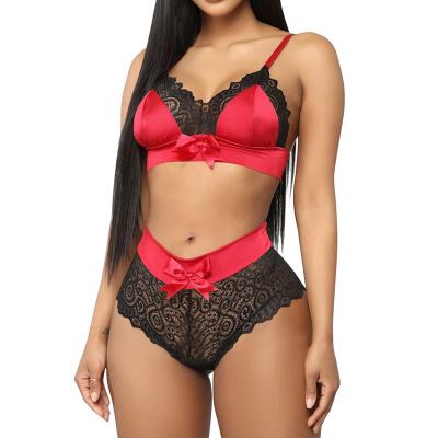 China Breathable Seamless Women's Polyester Back Closure Bra Flower Patterns Lace Up Briefs Bra Set High Quality Lingerie Set for sale