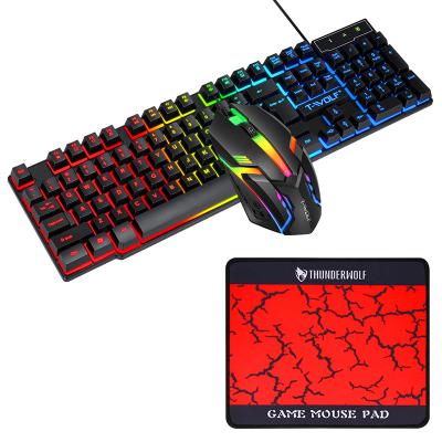 China For Desktop Best Selling 4 in 1 Gaming Backlit Wired Keyboard with Headset and Mouse Pad Four-Piece Set for sale