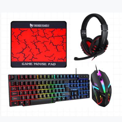 China For Price Entry Level Gaming Keyboard Mouse Headset Office Desk Mouse Pad Combo 4 IN 1 Game Pack Set For Gamer for sale