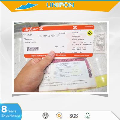 China Custom boarding boarding pass with perfect printing for sale