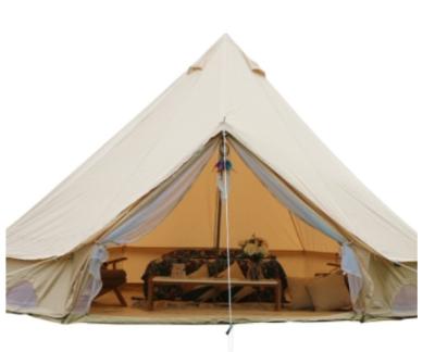 China Durable Waterproof Camp Tent Large Family Life Tent Large Family Life Bell Canvas Cotton Canvas Party Tent Beige Color Party Tent With Roof for sale