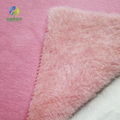 China Double V Cotton Shrink-Resistant Knitted Jersey Fabric 320gsm 34%Cotton 62%Polyester 4%Spandex Terry Cotton Knitted Fleece Fabric For Hoodies for sale