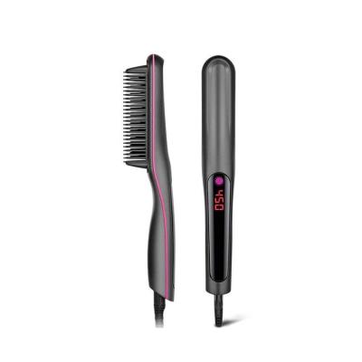 China Chinese Manufacturer Outdoor Household Plastic Handle Tourmaline Ceramic Hair Straightener Brush for sale