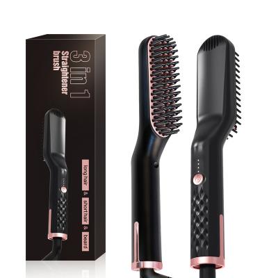 China Ceramic Wholesale Quick Heated PTC Hotel For Men Hot Comb Hair Beard Straightener Anti Scalding Brush for sale