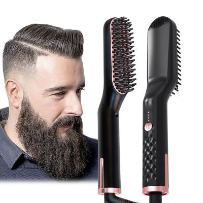 China Hotel Best Selling Fast Passionate Ceramic Iron PTC Straight Comb For Women Beard Hair Straightener Brush 2022 for sale