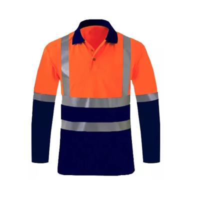 China Cheap Logo Glory Color Tape Flexible Navy Yellow Orange Material Strap Long Sleeve Hi Vis Reflective Road Safety Reflective T Shirt Men for sale