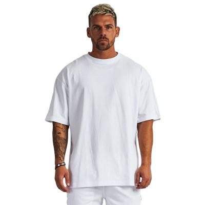 China Anti-wrinkle Custom 100% cotton plus size solid color Men's T-shirt loose bodybuilding fitness sports oversize T-shirt for sale