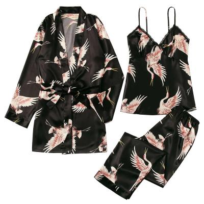 China QUICK DRY Manufacturer Customization Hot New Retail Products Four Pieces Sets Women Summer Homewear Bridal Robe Silk Bathrobe for sale