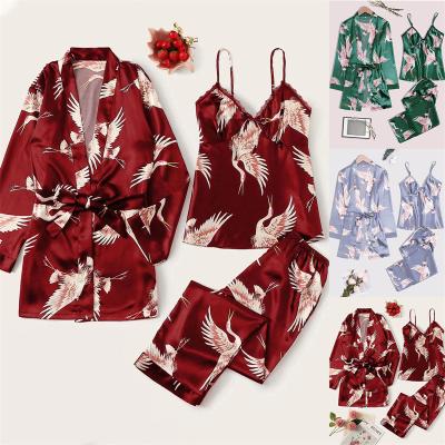 China QUICK DRY Manufacturer Customization Hot New Retail Products Four Pieces Sets Women Summer Homewear Bridal Robe Silk Bathrobe for sale