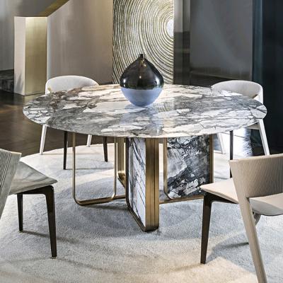 China Italian marble round dining table villa furniture customization (the other) Italian postmodern luxury stone dining table adjustable dish for sale