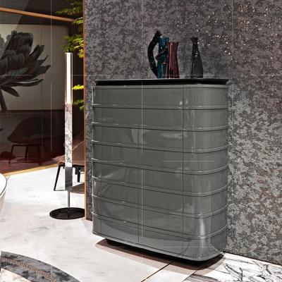 China (Other) Modern Simple Living Room Dining Cabinet Nordic Adjustable Through The Wall Household Wine Cabinet for sale