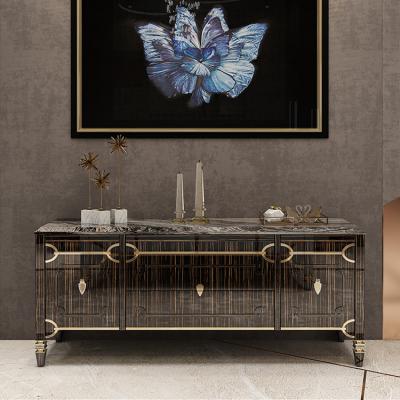 China (Other) Good quality adjustable modern luxury black wood console table with drawers furniture living room luxury for sale