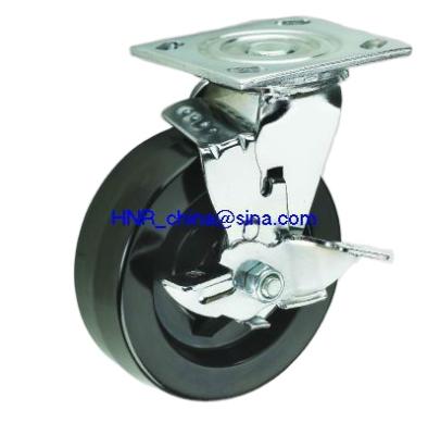 China Rigid Black Industrial Swivel Caster Wheel Heavy Duty Bakelite Wheel With Cut Out for sale