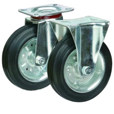 China Heavy Duty Rubber Steel Hub 150mm Black Hard And Rigid Tread Caster Wheel Industrial Wheel Swivel for sale