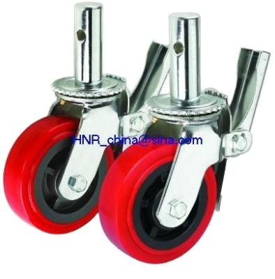 China PU Rigid Red Wheel Heavy Duty Industrial Scaffolding Caster Wheel for sale