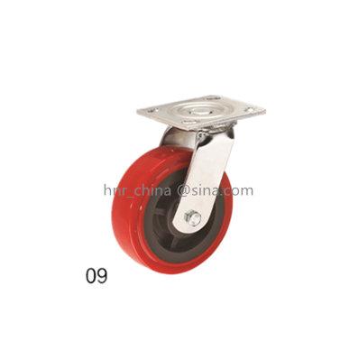 China Rigid Red PU Wheel Heavy Duty Scaffolding Caster Wheel With Lock for sale