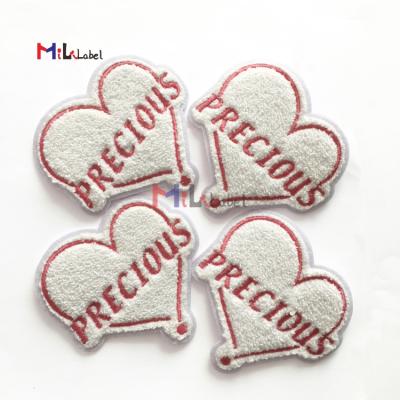 China Viable Custom Design Wholesale Heart Shaped Chenille Patches Chenille Letters Patches Hot Sale For Hoodies T-shirt for sale