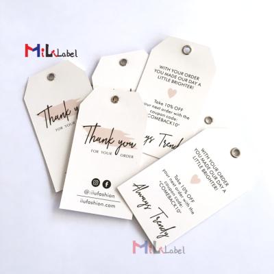 China Sustainable Custom Tag Thank You Tag Paper Tag With Logo Printing 400gsm Paper With String CMYK Printing for sale