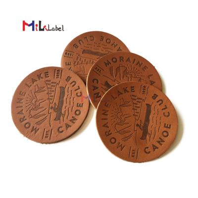 China Wholesale Handmade Custom Design Genuine Leather Patches With Hot Stamping Real Leather Labels For Hat Bags Shoes Clothes for sale