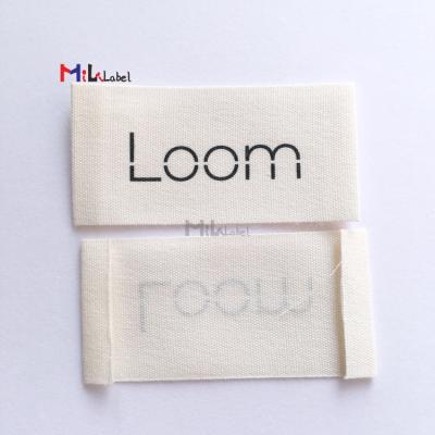 China Washable Cloth Labels Custom Garment Labels 100% Organic Cotton Clothing Label Natural White Clothes Tagsfor Clothes Labels for sale