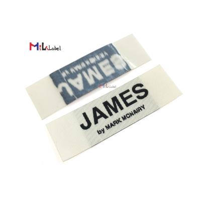 China Sustainable Iron On Labels For Apparel Label Design Logo Woven Labels For Apparel Damask With End-fold Apparel Tag for sale