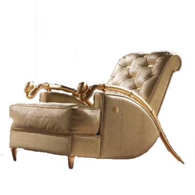 China Professional Light Luxury Snake Armrest Factory Frame Seat Sofa Solid Wood Single Relaxing Chair Upholstered for sale